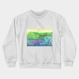 Fantastic landscape, nature. Encaustic wax art. Painting drawing Crewneck Sweatshirt